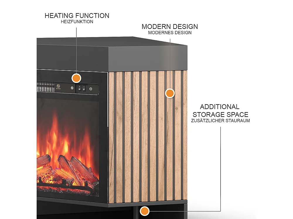 Elektrische haard zwart 100x73x80 lynea