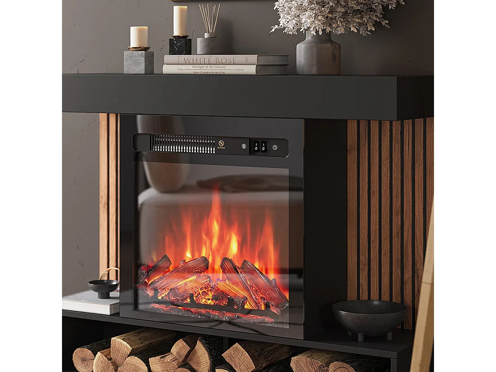 cheminée électrique noir 100x25x80 lynea