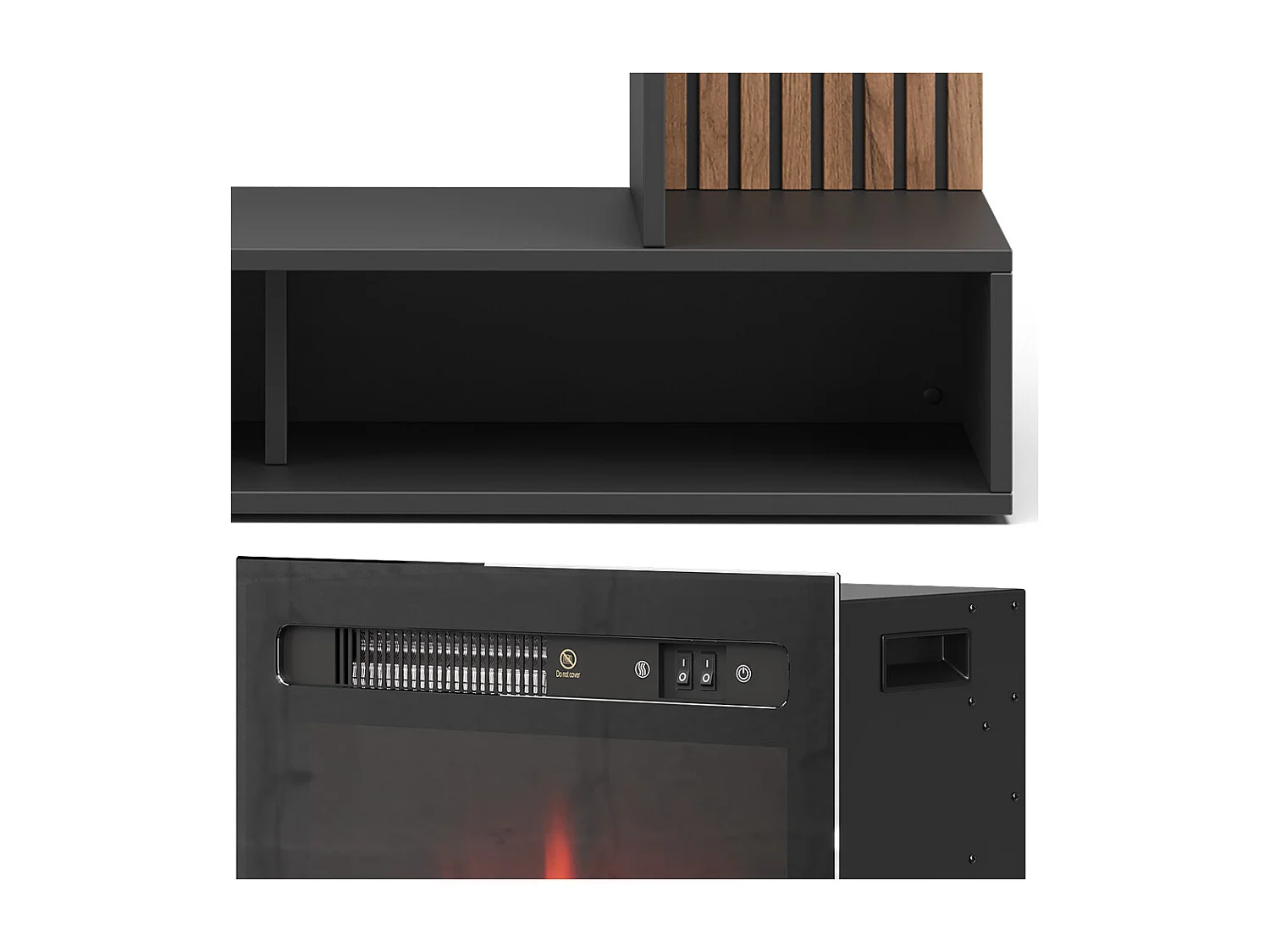 cheminée électrique noir 100x25x80 lynea