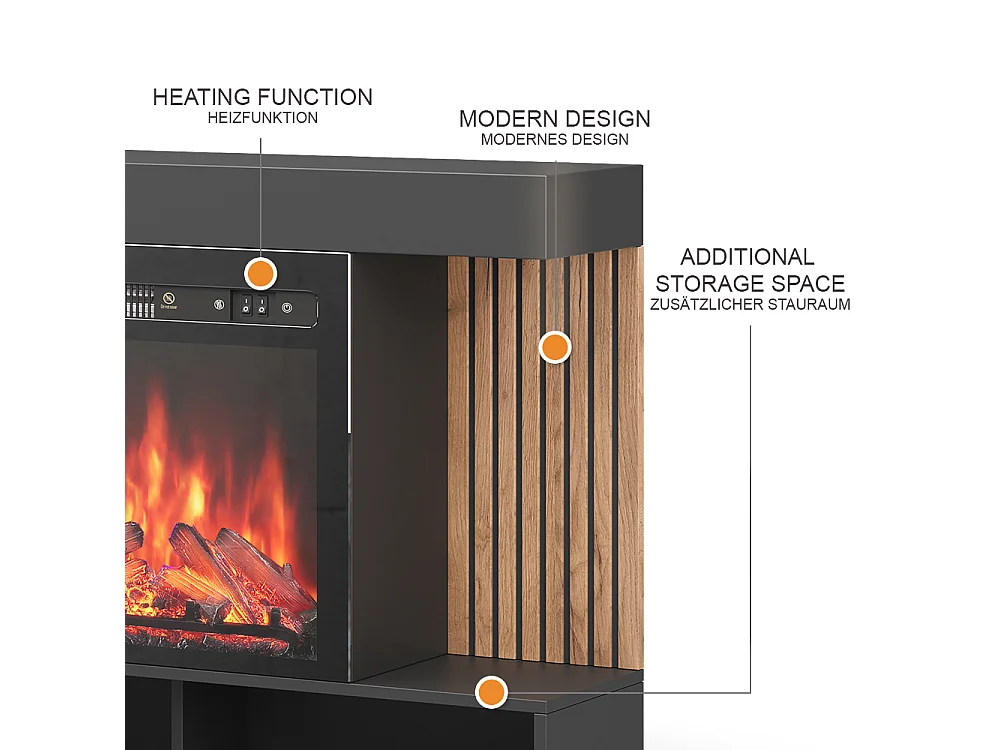 cheminée électrique noir 100x25x80 lynea