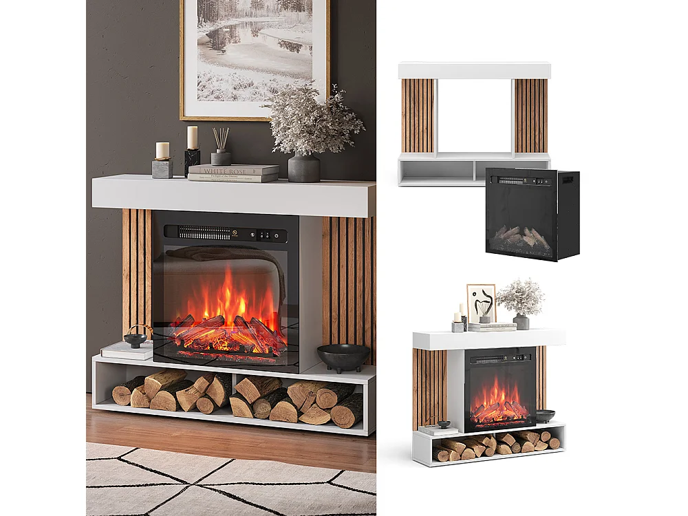 cheminée électrique blanc 100x25x80 lynea