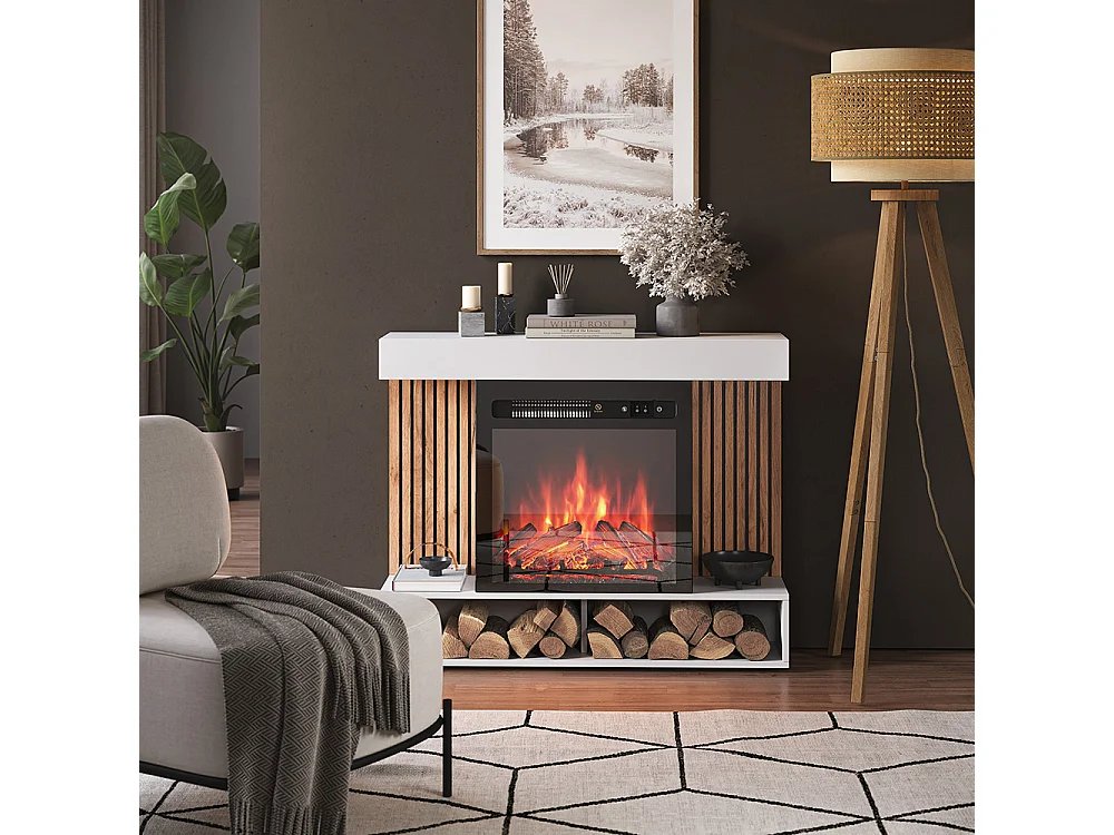 cheminée électrique blanc 100x25x80 lynea