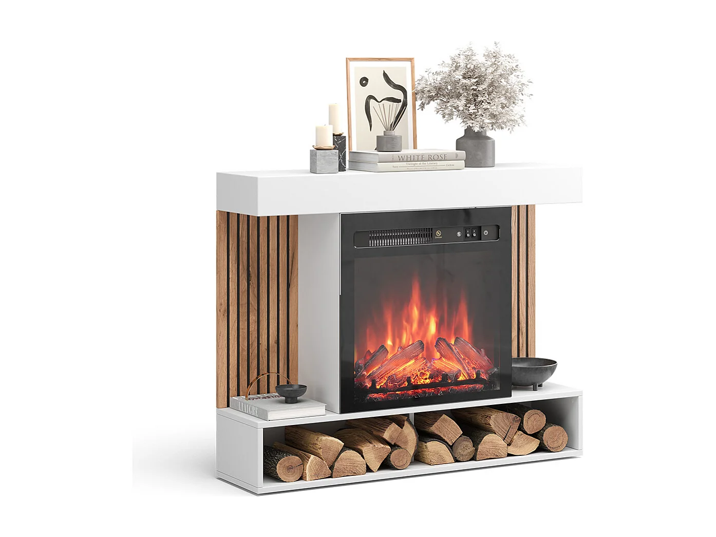 cheminée électrique blanc 100x25x80 lynea