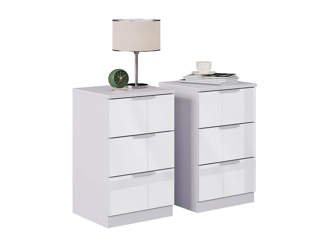 Table de nuit blanc haute brillance 37.6x35x61.8 fino