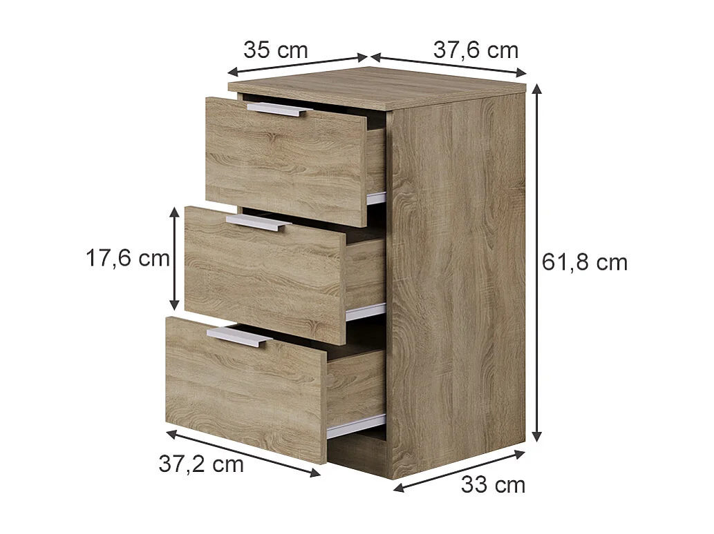 Sengebord sonoma 37.6x35x61.8 fino