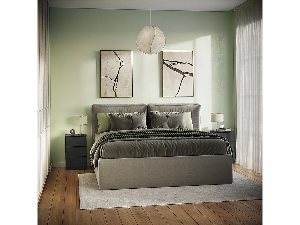 Nachttisch schwarz 37.6x35x61.8 fino