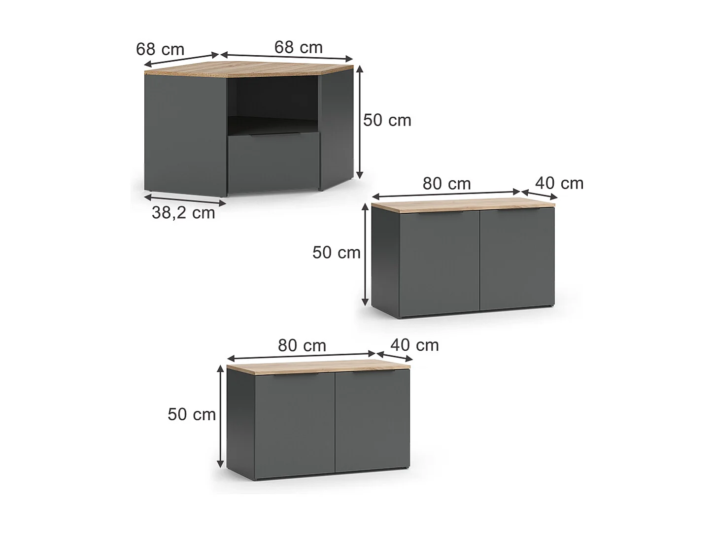 Wohnwand anthrazit/sonoma 68x68x50 wido