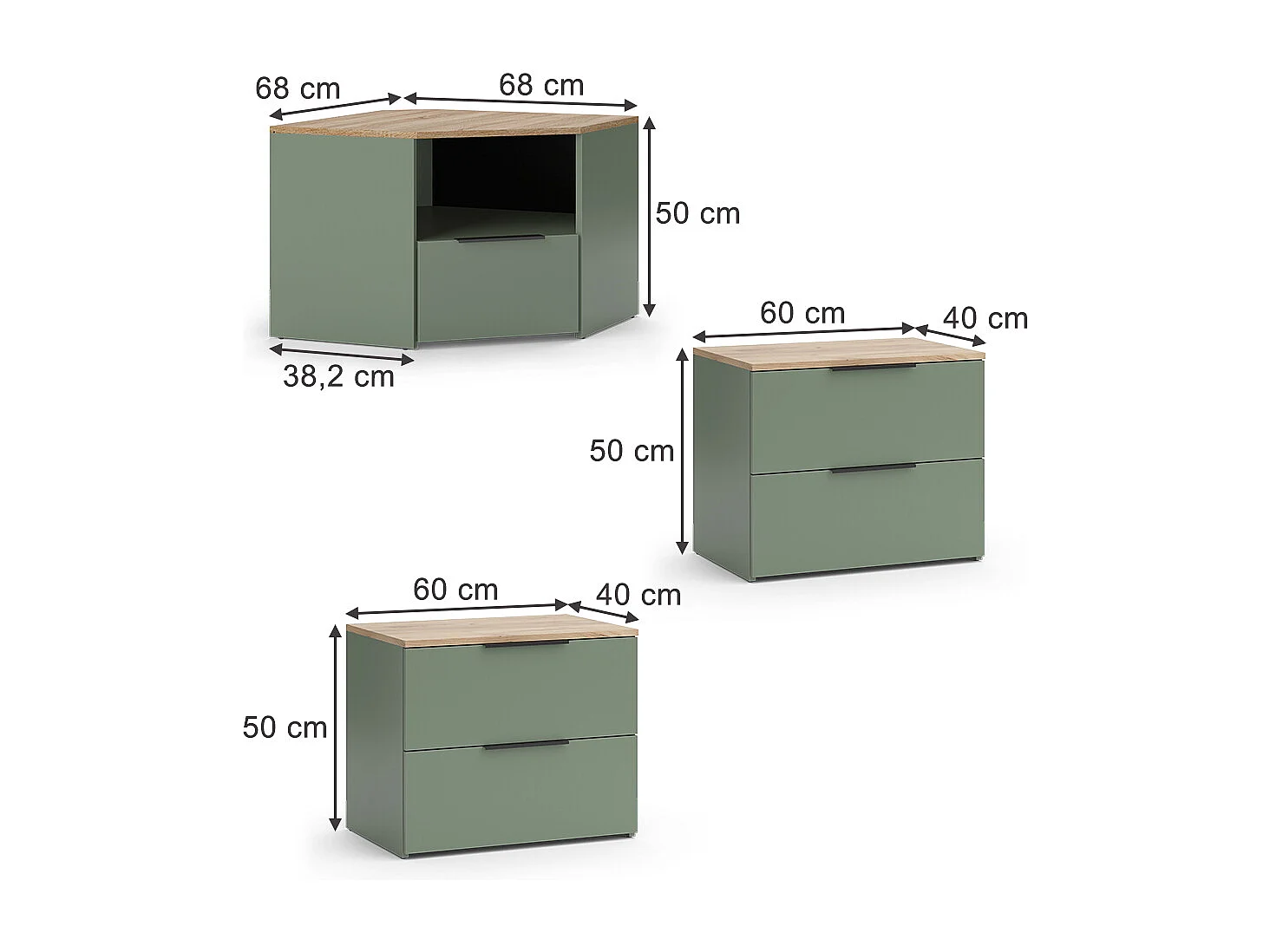 Ściana w salonie zielony 68x68x50 wido