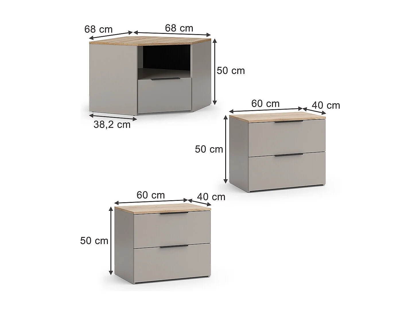 Meuble-paroi grège 68x68x50 wido