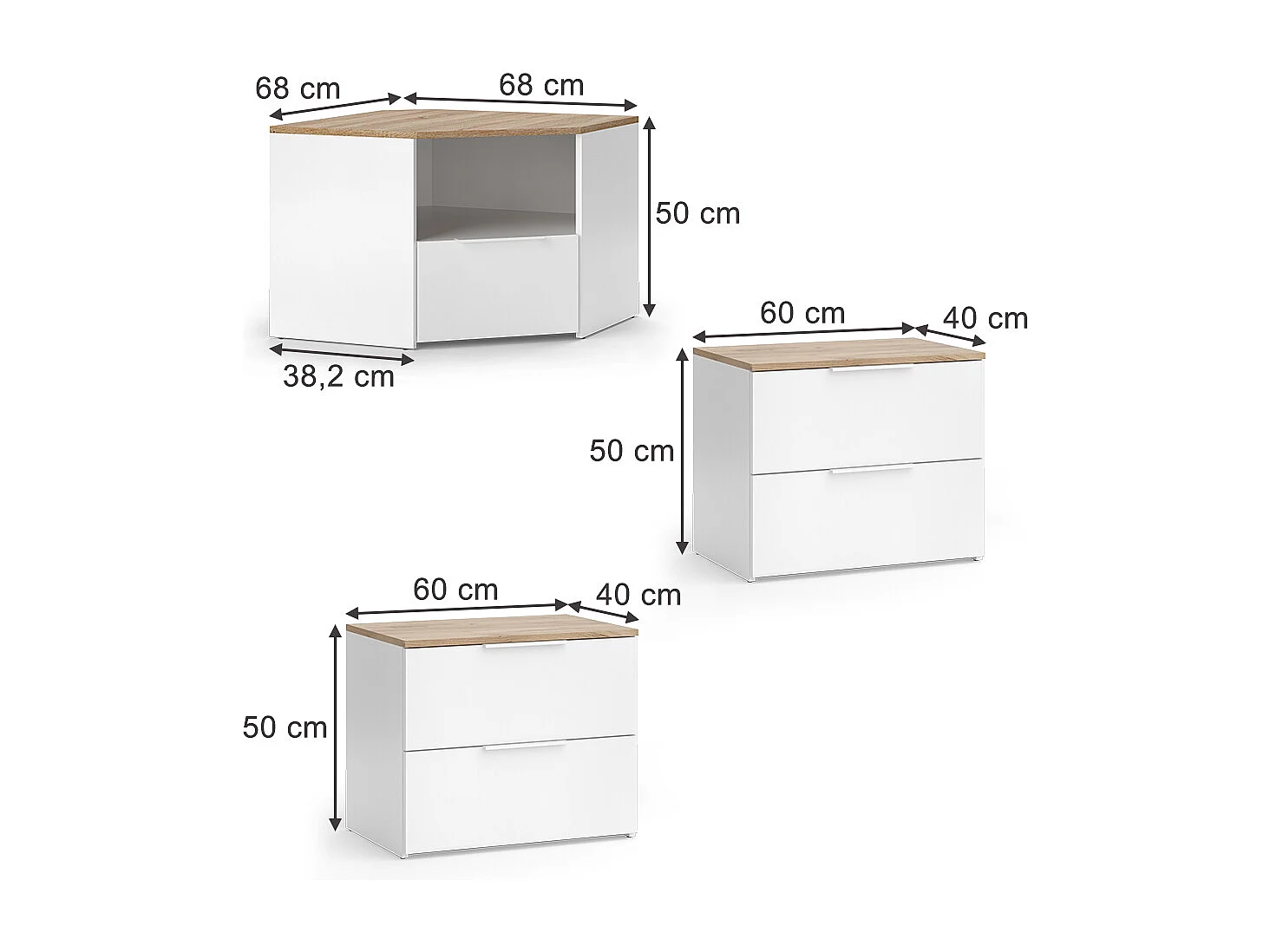Stuevæg hvid/sonoma 68x38.2x50 wido