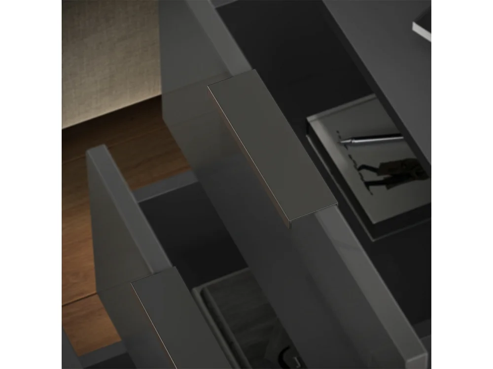 Nachttisch schwarz hochglanz 37.6x35x61.8 fino