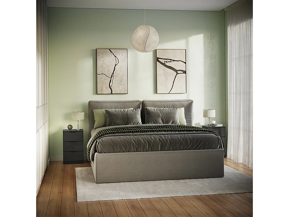 Nachttisch schwarz hochglanz 37.6x35x61.8 fino