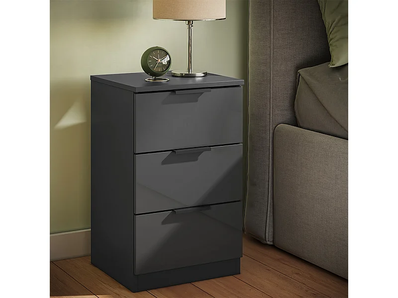 Nachttisch schwarz hochglanz 37.6x35x61.8 fino