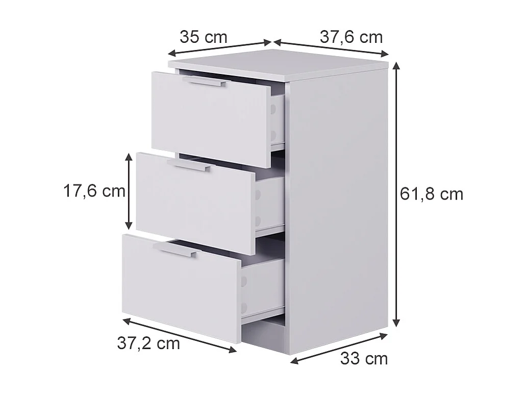 Sengebord hvid 37.6x35x61.8 fino