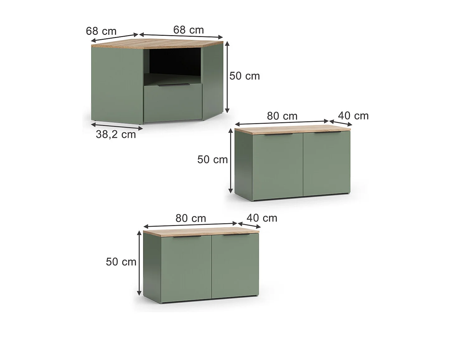 Meuble-paroi vert 68x68x50 wido