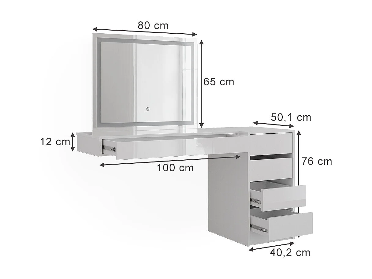 Kaptafel met licht wit 100x40.1x12 sherry