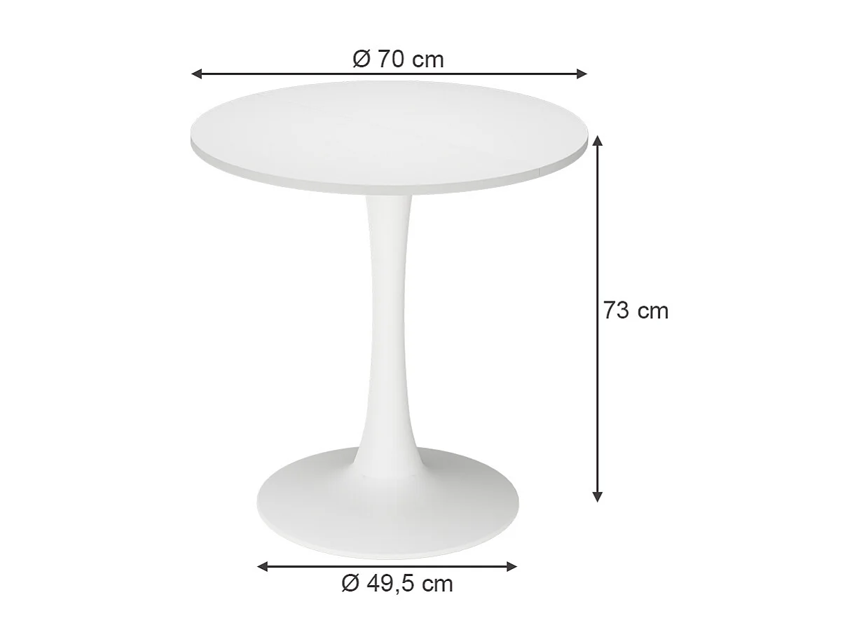 Spisebord hvid 70x70x73 carl