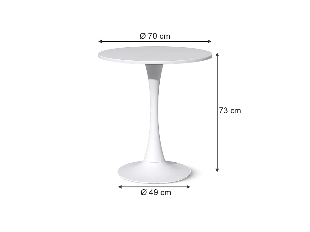 Table à manger blanc 70x70x73 carl