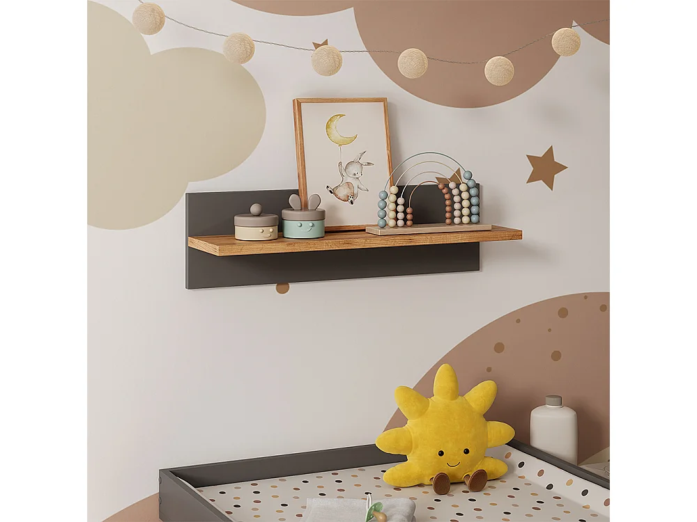 Wandregal Kinderzimmer grau/artisan 70x20x20 malia