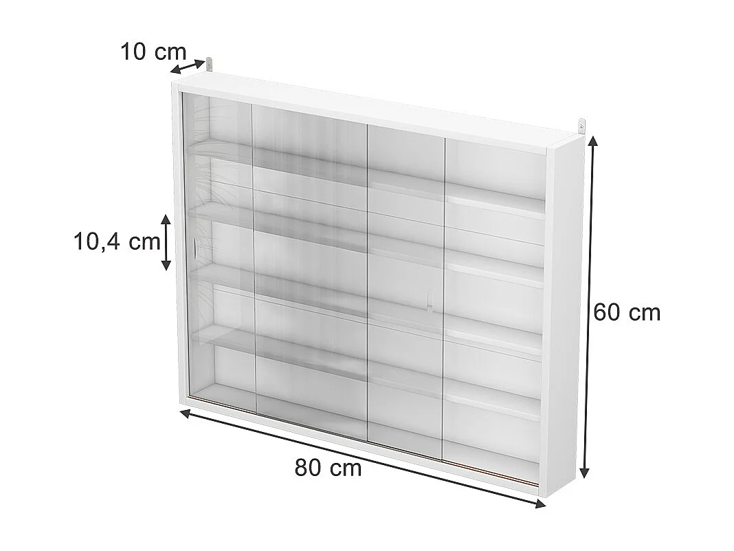 Wandvitrine weiß 80x10x60 clario