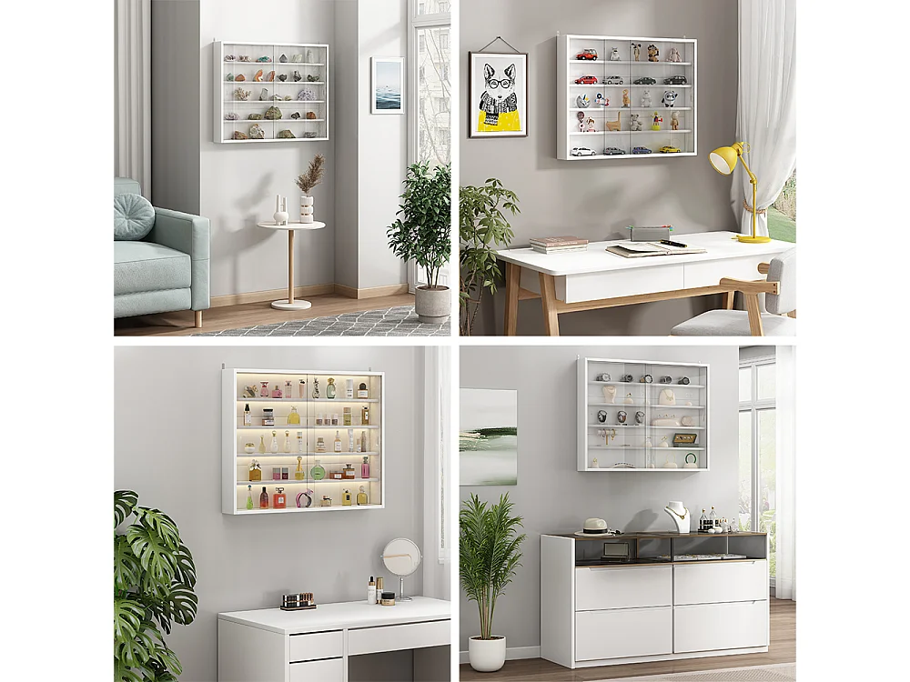 Wandvitrine weiß 80x10x60 clario