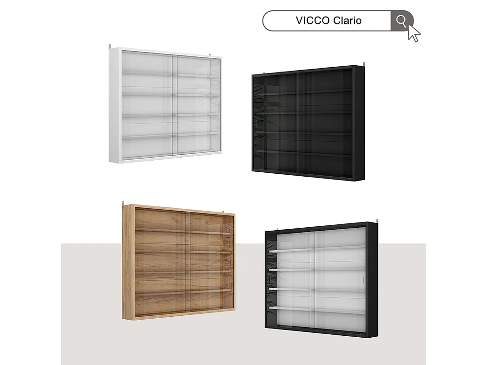 Wandvitrine weiß 80x10x60 clario