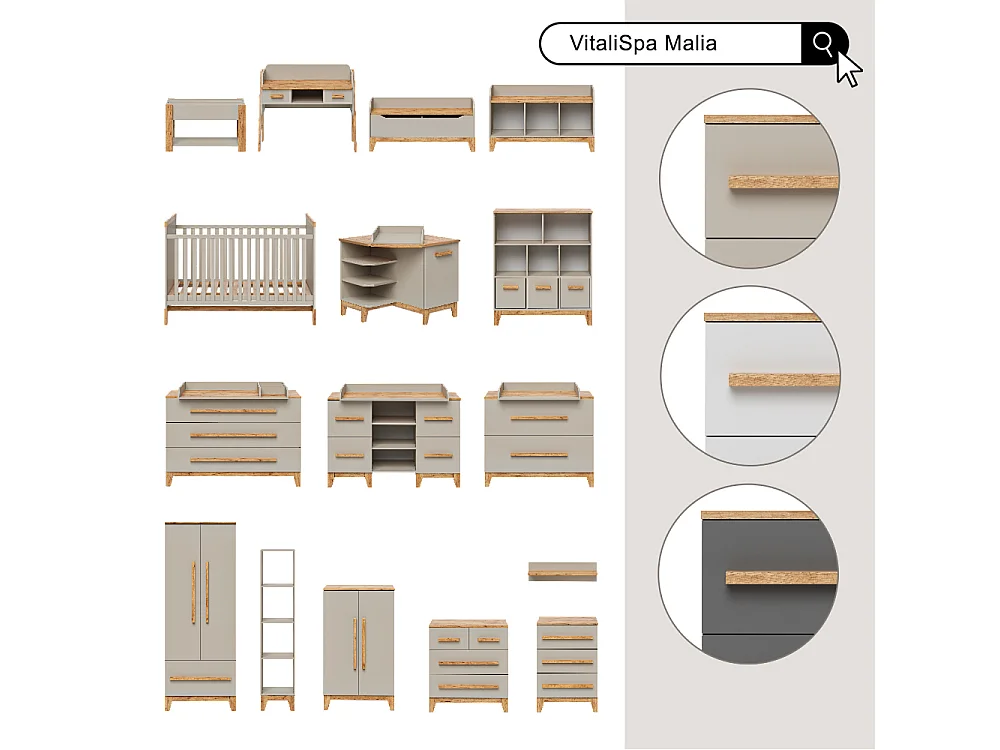 Vægreol børneværelse hvid/artisan 70x20x20 malia