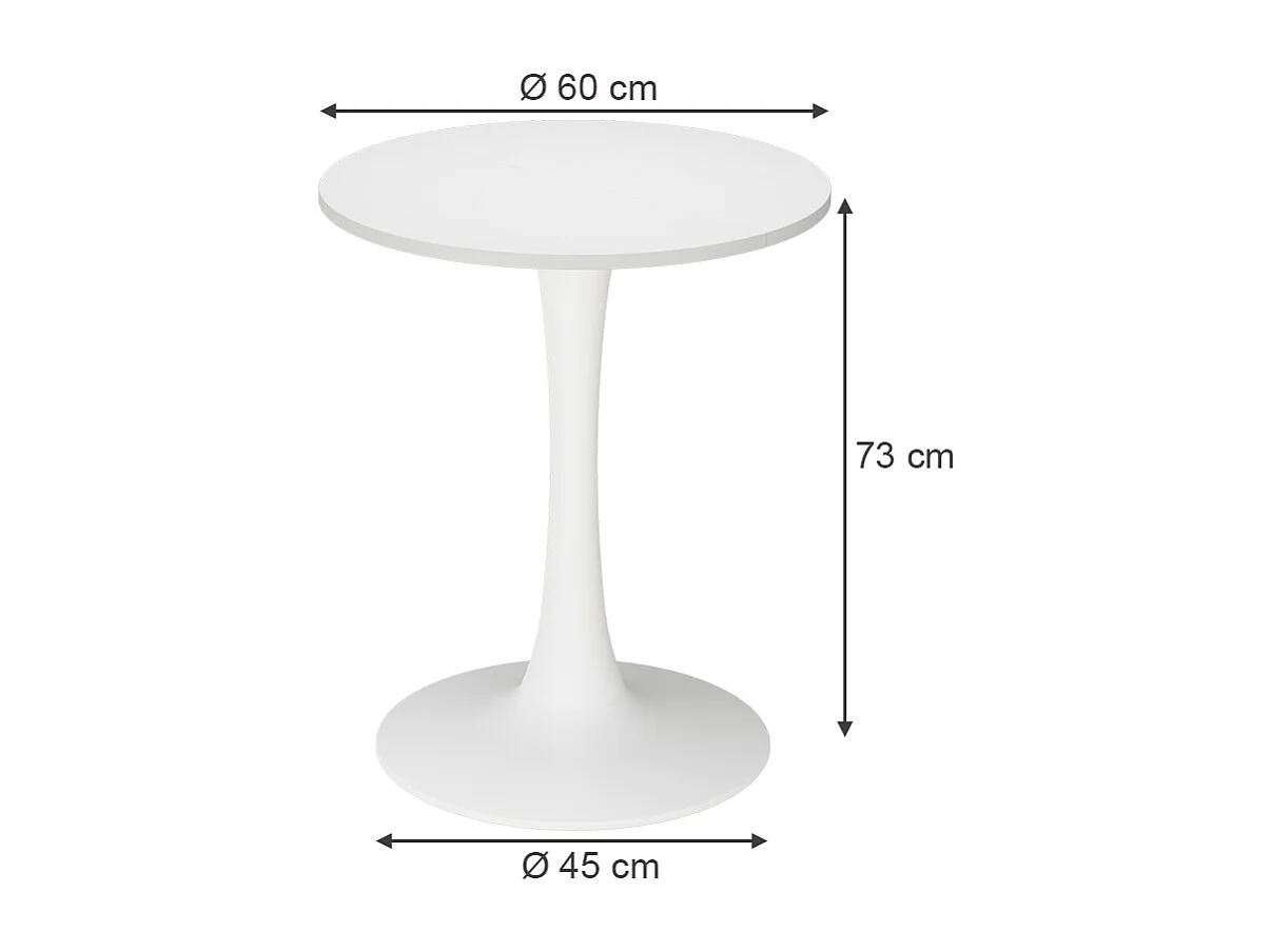 Table à manger blanc 60x60x73 carl