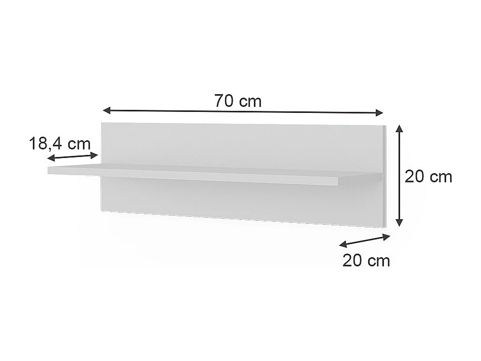 Wandregal weiß 70x20x20 ajaton