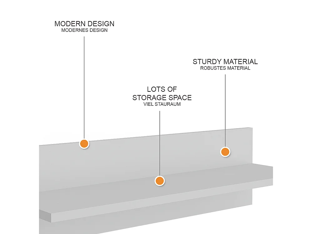 Wandregal weiß 70x20x20 ajaton