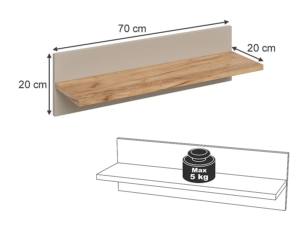 Wandregal Kinderzimmer cashmere/artisan 70x20x20 malia