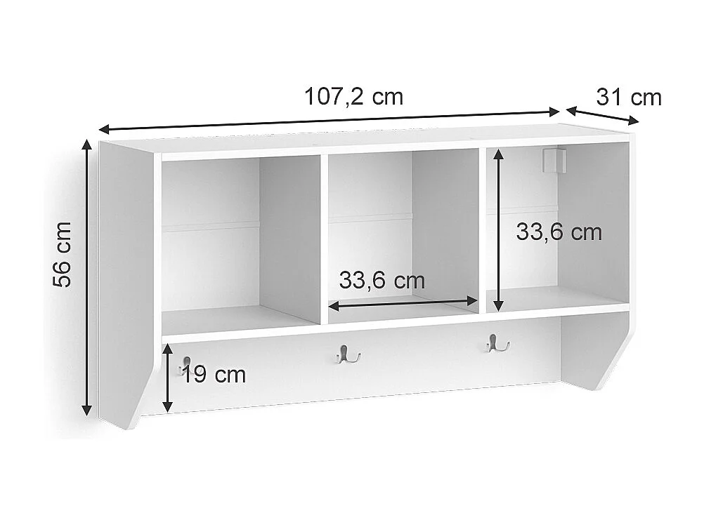Wandregal weiß 107.2x31x56 luigi