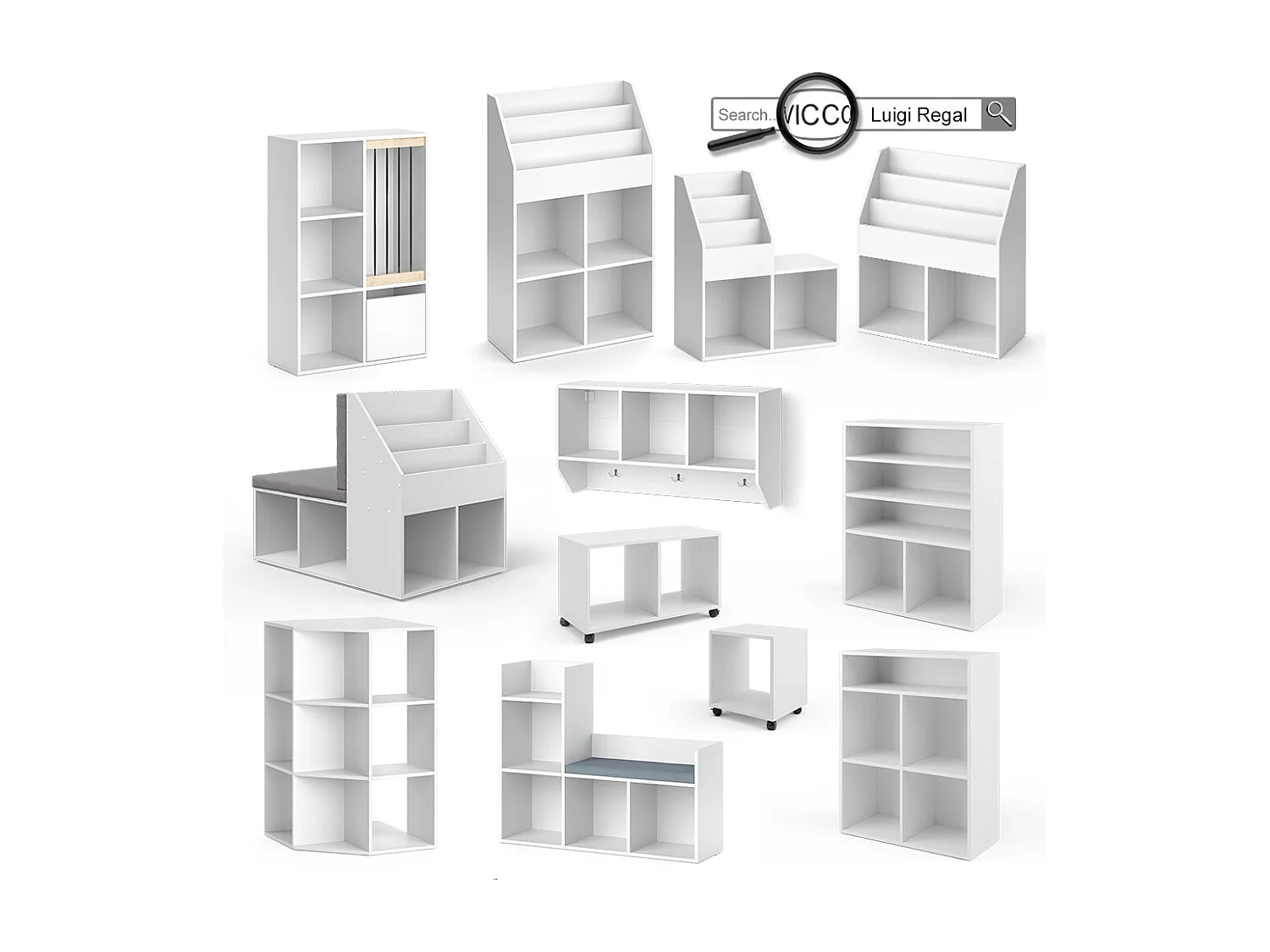 Wandregal weiß 107.2x31x56 luigi