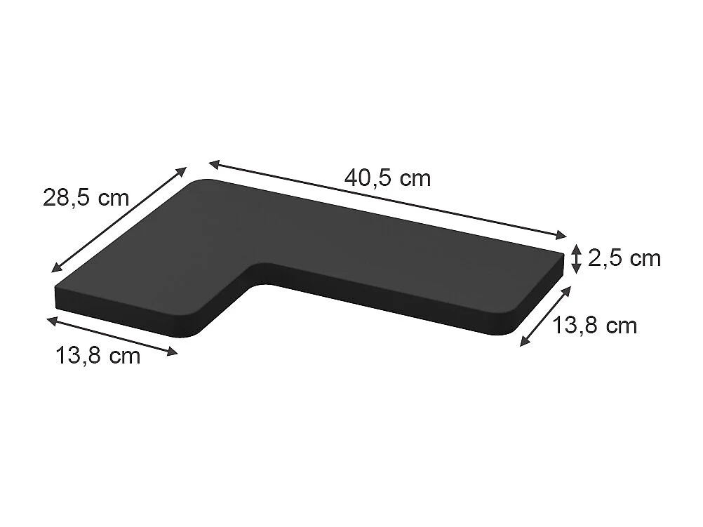 Corner shelf black 40.5x28.5x2.5 curva