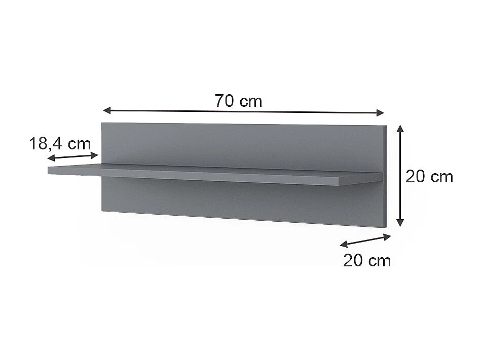 Wandregal grau 70x20x20 ajaton