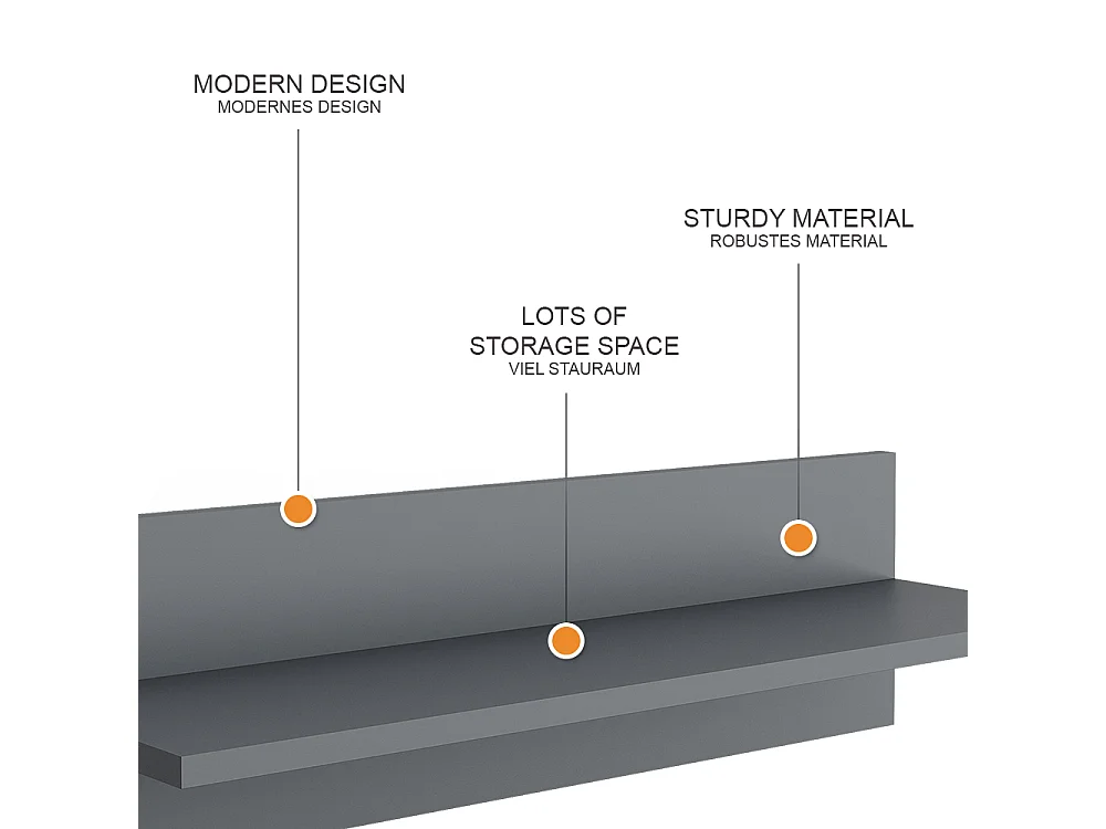Wandregal grau 70x20x20 ajaton