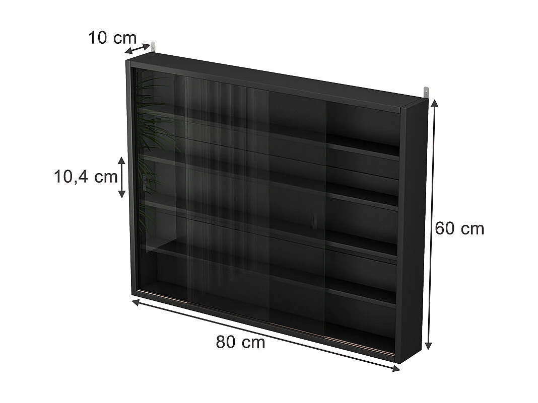 Wandvitrine schwarz 80x10x60 clario