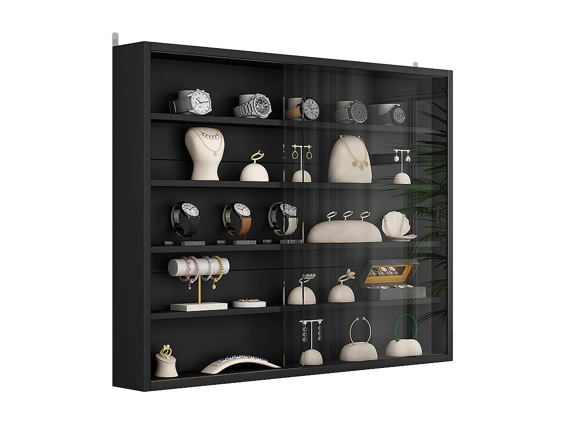 Wandvitrine schwarz 80x10x60 clario