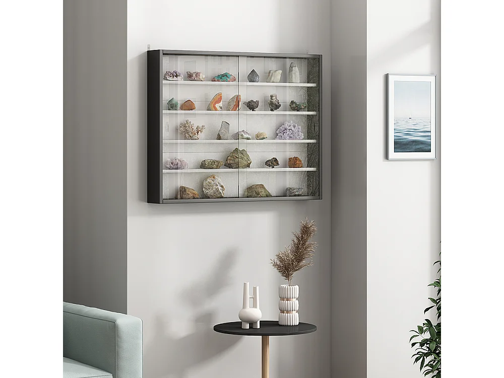 Wandvitrine schwarz/weiß 80x10x60 clario