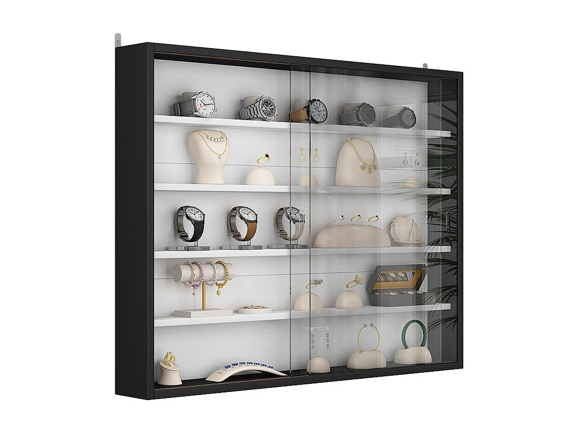 Wandvitrine schwarz/weiß 80x10x60 clario