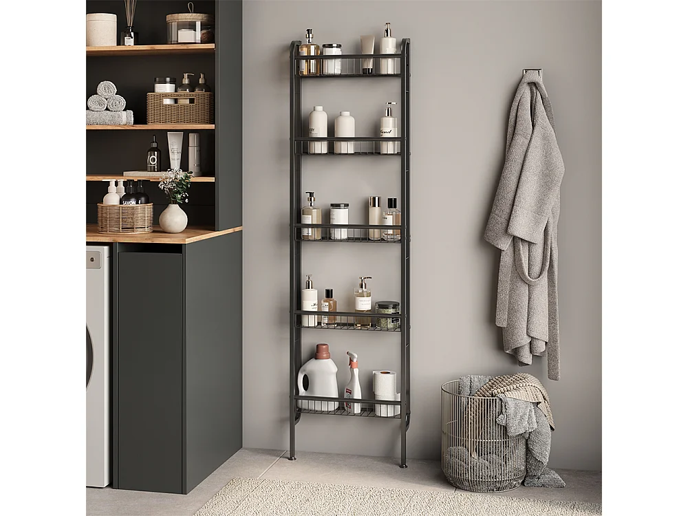 Leiterregal schwarz 44.5x11x160 klivo