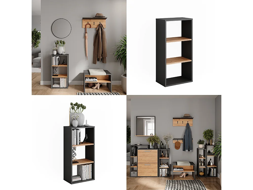 Standregal anthrazit/goldkraft eiche 40x24x80.1 orlando