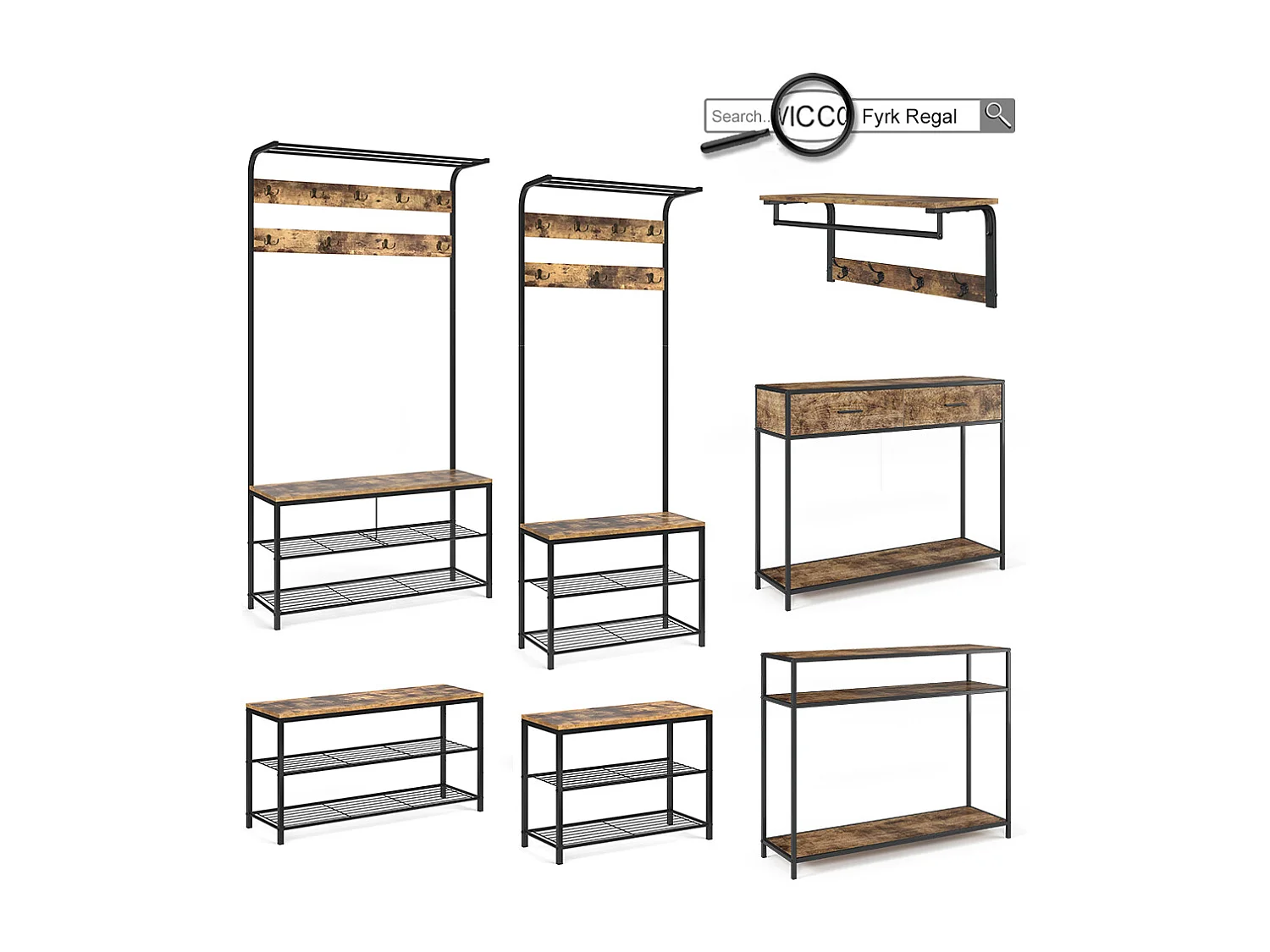 Aufbewahrungsregal  eiche rustikal 100x30x140 fyrk