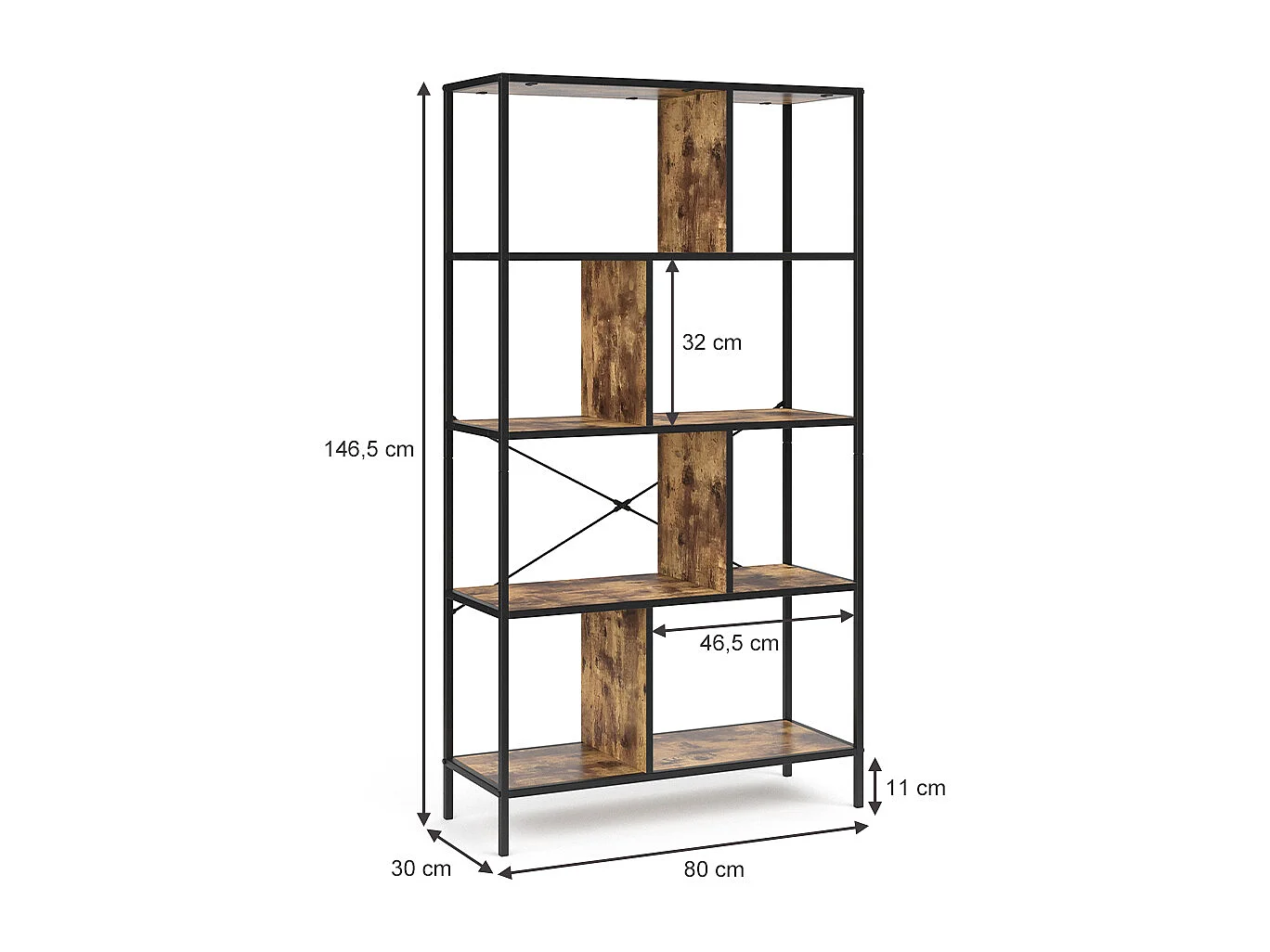 Bücherregal antikholz 80x30x146 fyrk