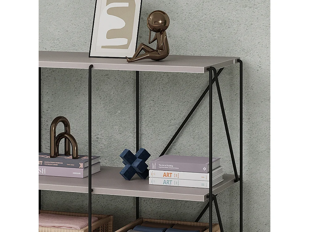 Bücherregal greige/schwarz 90x30x71 ravix