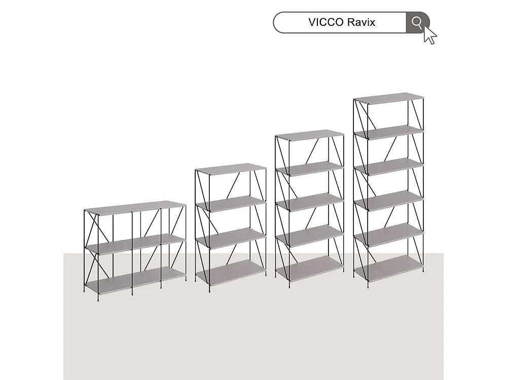 Bücherregal greige/schwarz 90x30x71 ravix