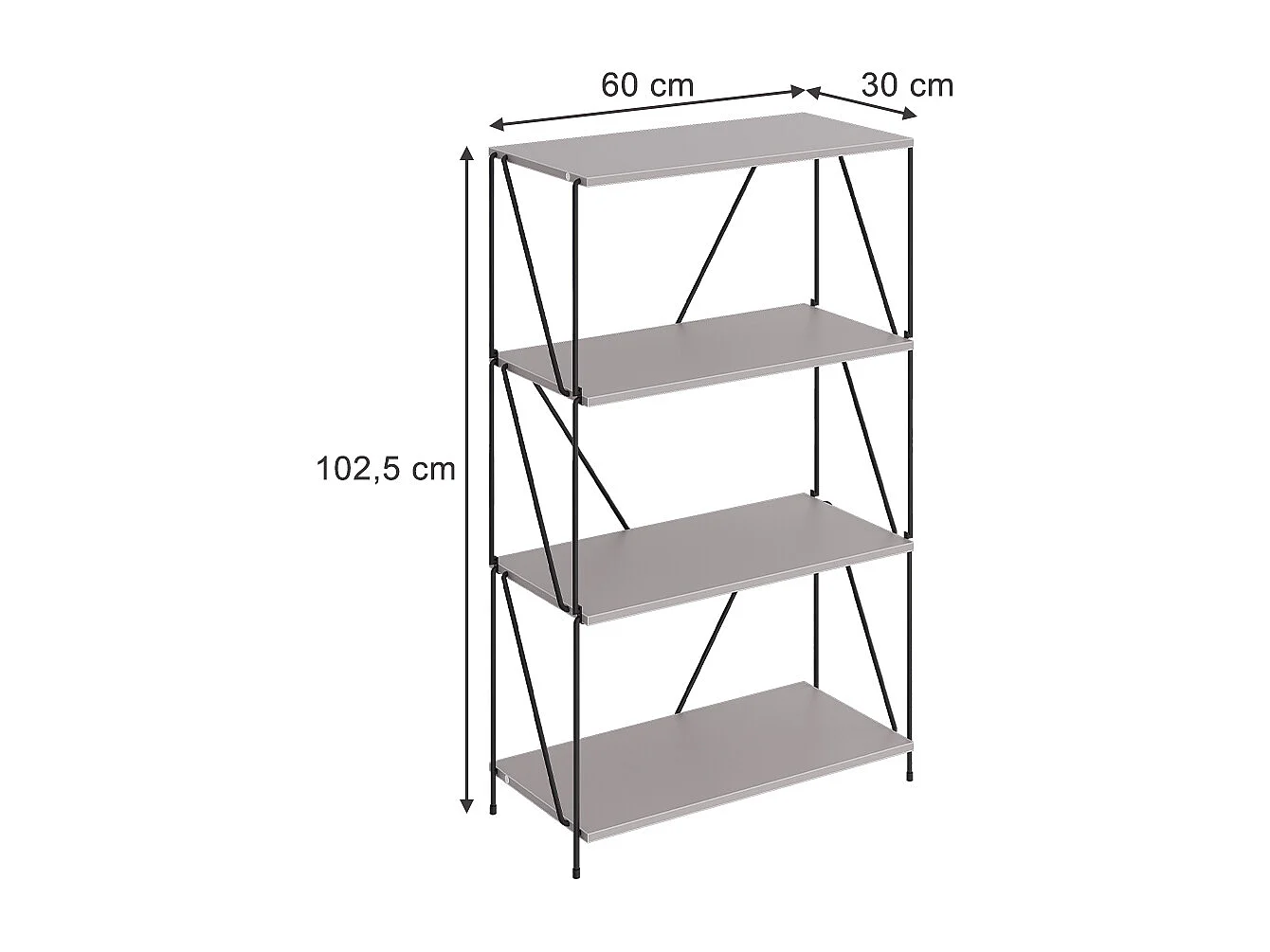 Bücherregal greige/schwarz 60x30x102.5 ravix