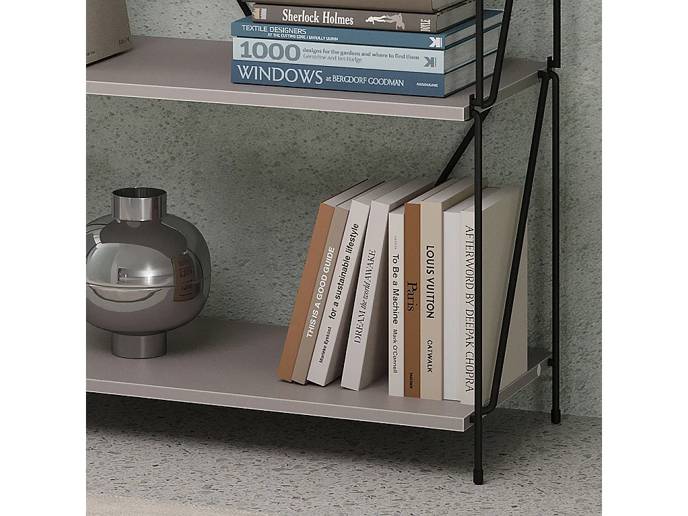 Bücherregal greige/schwarz 60x30x102.5 ravix