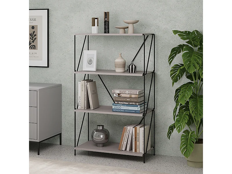 Bücherregal greige/schwarz 60x30x102.5 ravix