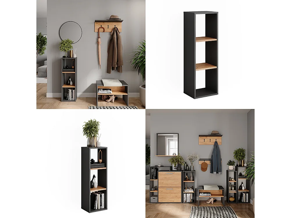 Standregal anthrazit/goldkraft eiche 30x24x90.5 orlando